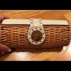 Michael Kors weaved rattan clutch